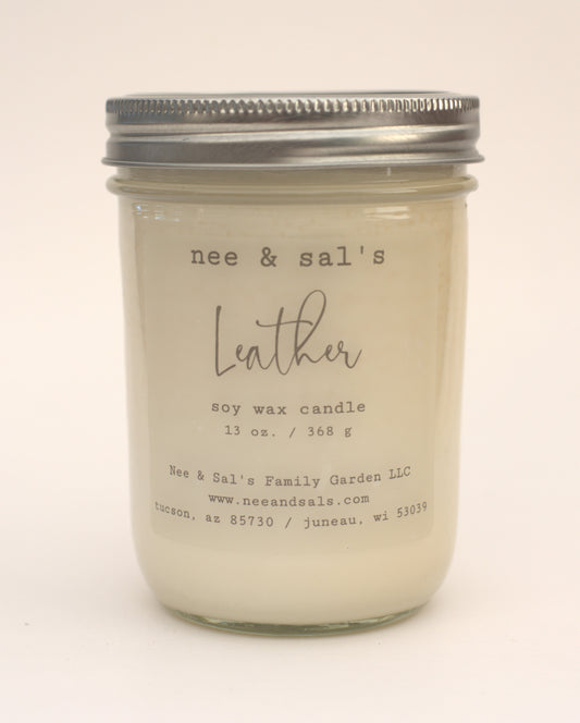 Leather soy candle 13 oz.